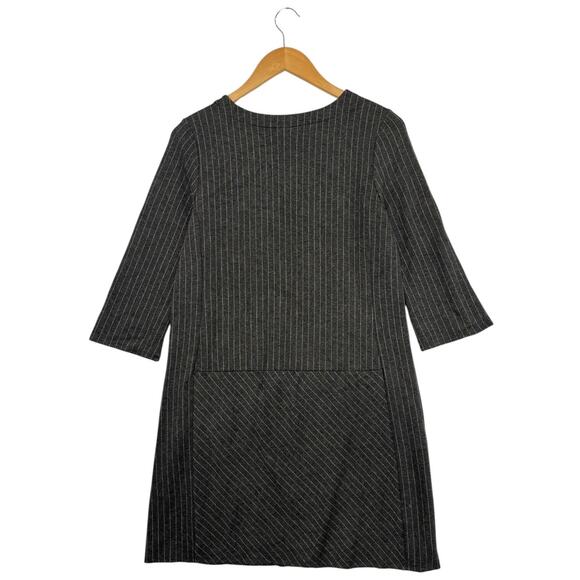 J Jill Ponte Dress Womens Small Petite Gray Pinstripe 3/4 Sleeve Career Business - Picture 2 of 9